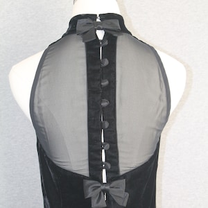 1990 Sexy Black Cocktail Dress Sheer Back Bow Marked size 8 by Donna Ricco image 4