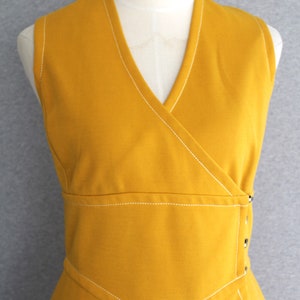 1970s Hold the Mustard Wool Knit Wrap Dress by Morton Myles Marked size 12 image 3