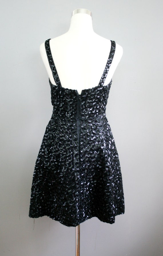 1960s-70s Black Sequin Cocktail Dress-Party Dress… - image 4