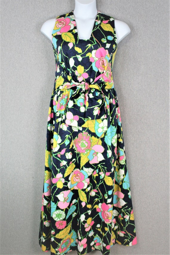 1980-90s - Floral - Party Dress - Hostess Dress -… - image 1