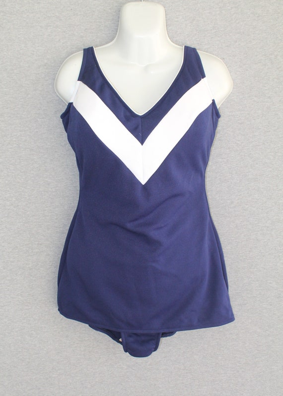 1960-70s - Navy Blue - Mod - Color Blocked - Navy 