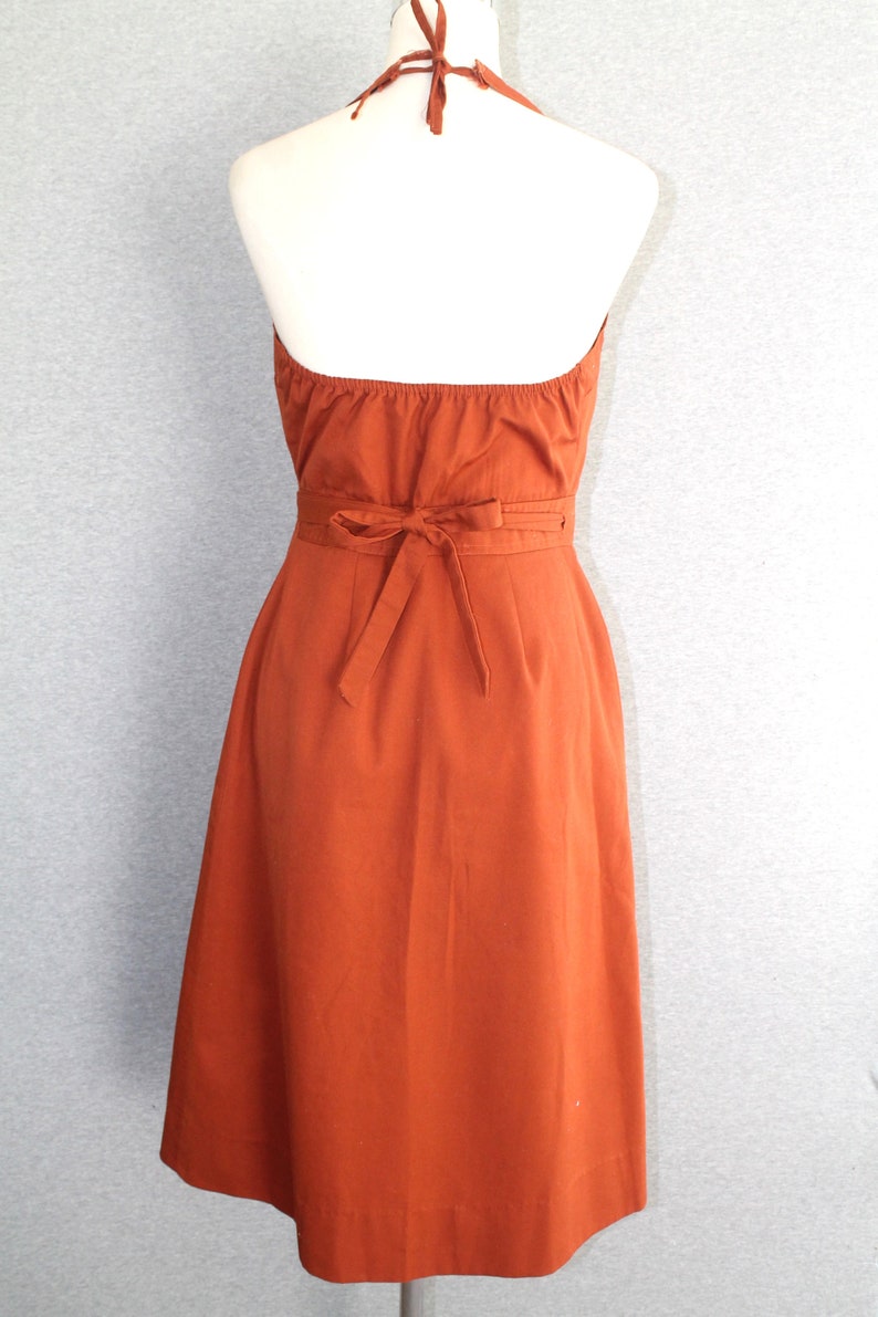 1970s Rust Wrap Dress Halter Dress by Fashion World Marked size M image 4