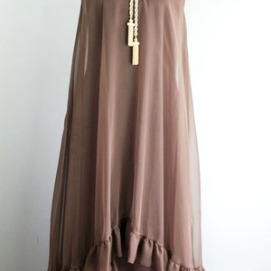 1970s Brown Chiffon Evening Gown by Coco of California Formal, Black Tie Party Dress image 2