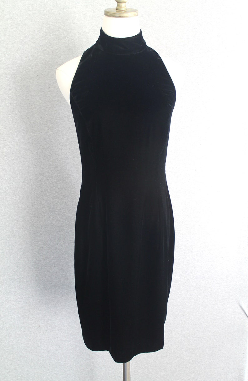 1990 Sexy Black Cocktail Dress Sheer Back Bow Marked size 8 by Donna Ricco image 2