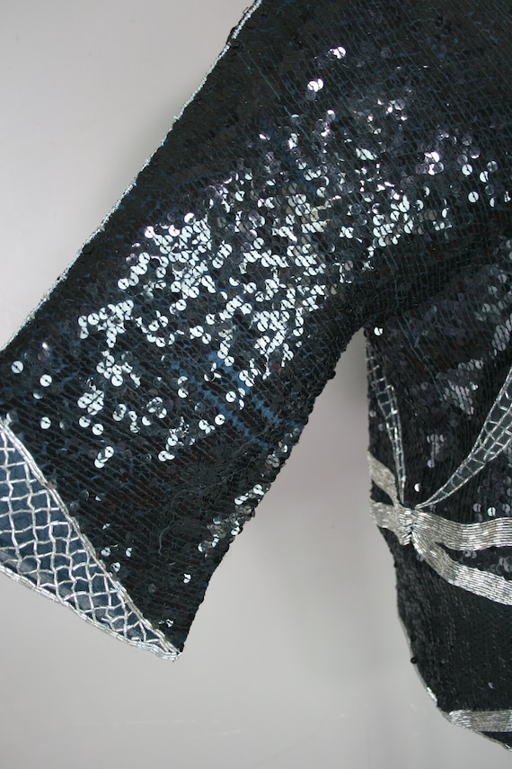 Beaded Tunic - Beaded/Sequin top  - Black sparkle… - image 6