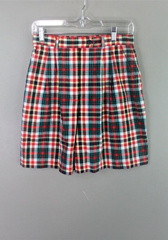 1980's, "Camp Counselor" - Cotton Plaid - High-wai