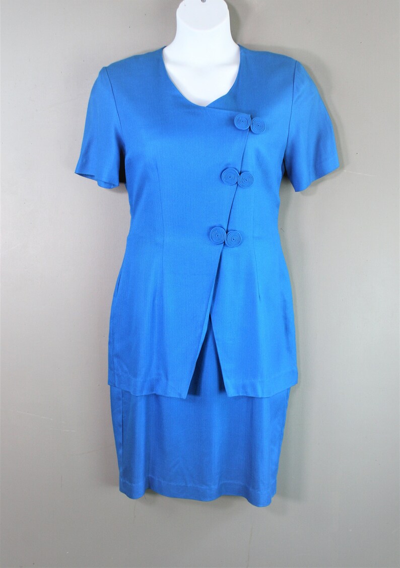 1980-90s Blue Minimalist Monotone Business Dress | Etsy