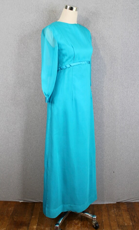 1950s, 1960s Chiffon Party Dress - Teal Blue - Bl… - image 3