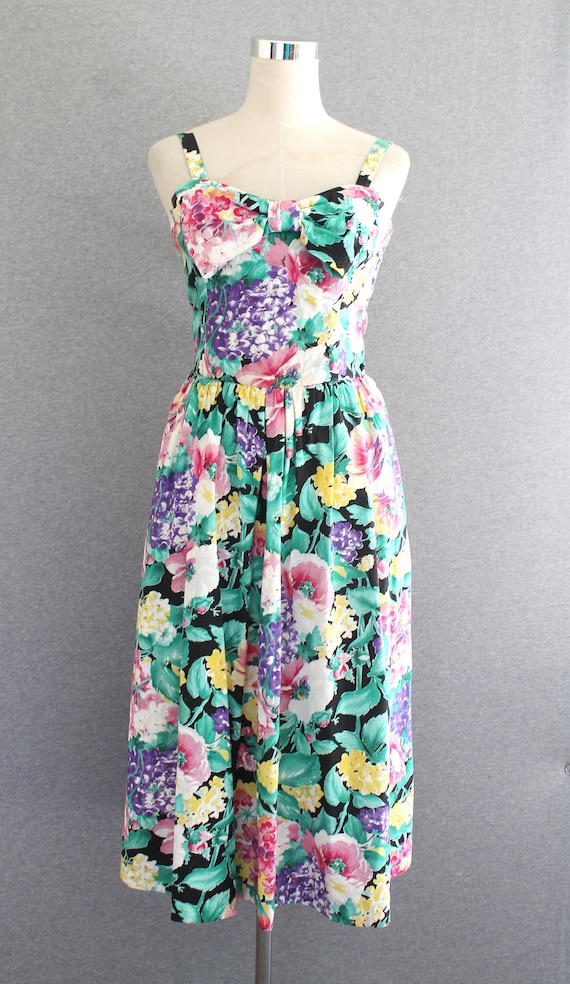 1980s - Sundress - Cotton - Floral - by Lanz - Est