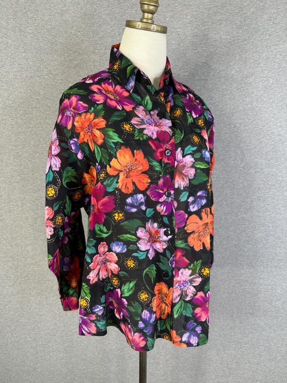 1980s - Bila - Floral Blouse - Large - Y2K