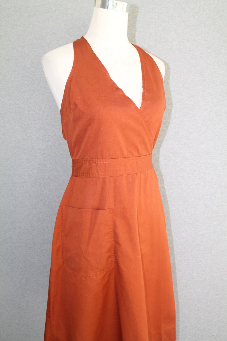 1970s Rust Wrap Dress Halter Dress by Fashion World Marked size M image 5