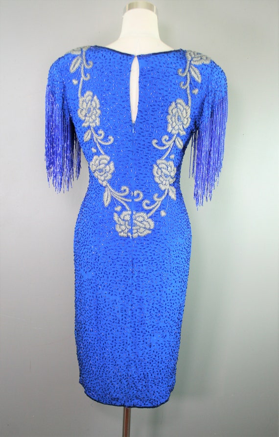 Oleg Cassini - Sample - Blue Beaded - Cocktail Dr… - image 3