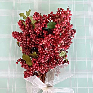 Set of 12: Pearl White Holly Berry Stems with 35 Lifelike Berries