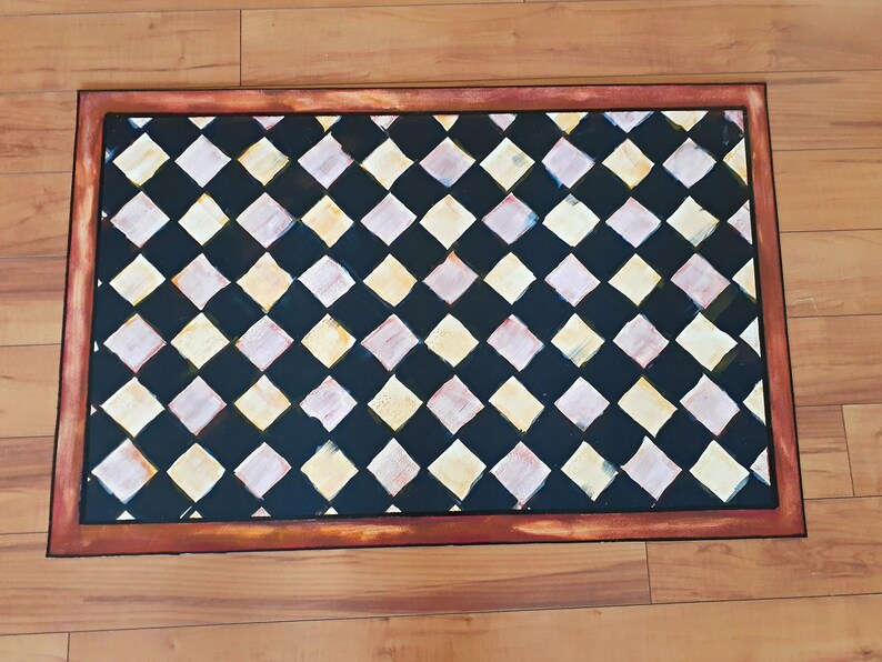 Floor cloth Vinyl Mat Hand Painted Kitchen Mat Farmhouse Style Etsy