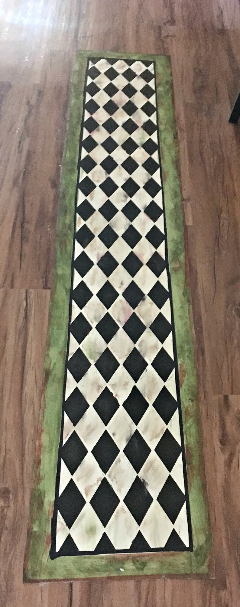 Diamond Pattern Floor Mat/Black and White/Kitchen Mat/Vinyl Etsy