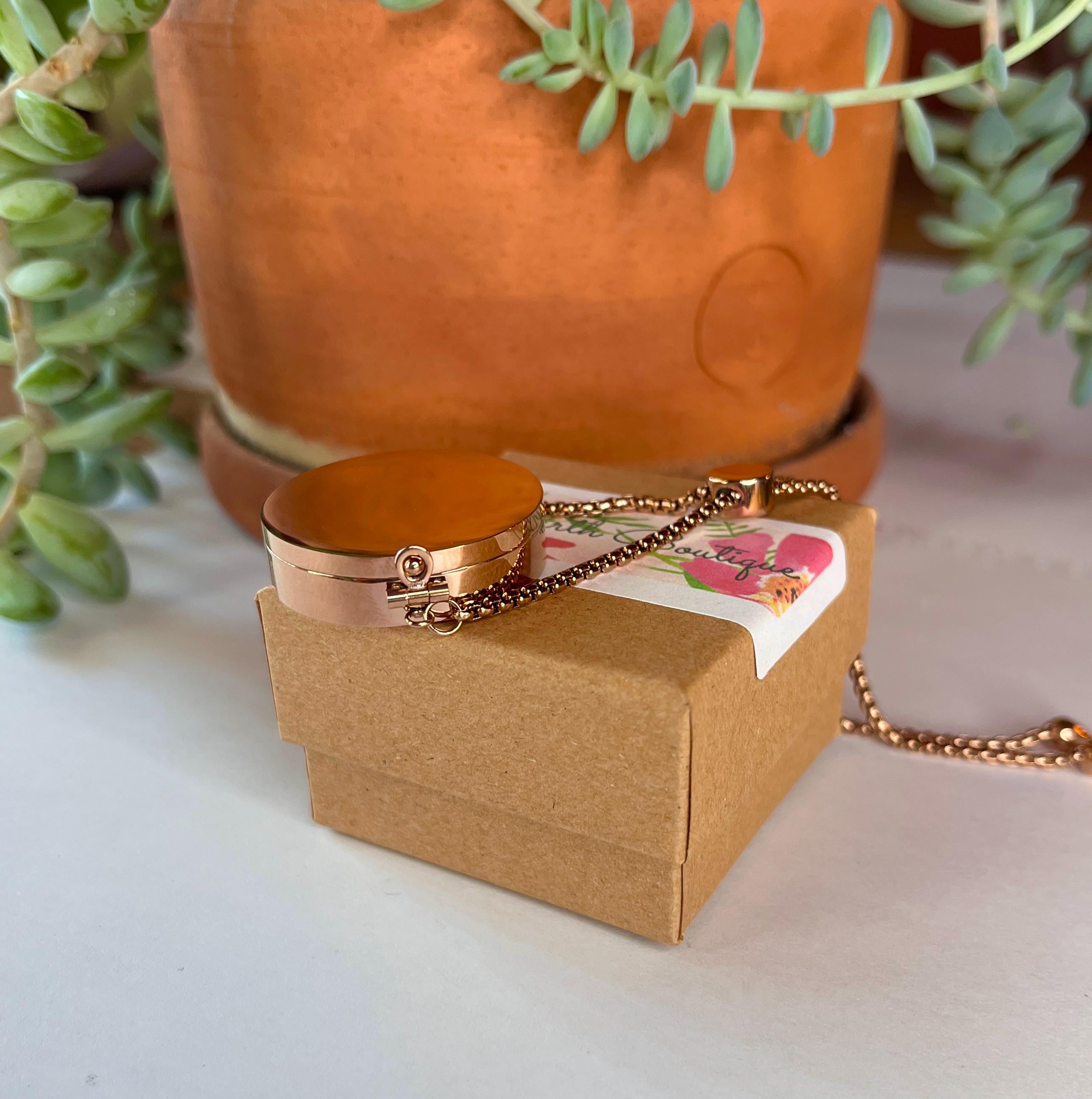 Personalized Rose Gold Lip Balm Bracelet, Mirror Locket