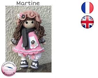 Patron tutoriel Crochet Martine-poupée-Amigurumi Français -English Version-PDF-Email livraison