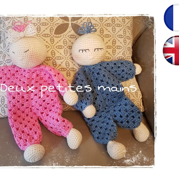 Crochet tutorial pattern Doudou-Câlin-Amigurumi French English Version-PDF-Email delivery