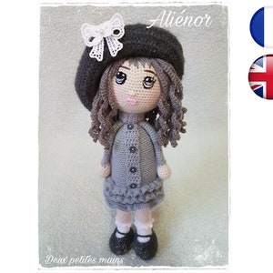 Crochet tutorial pattern Aliénor-Doll-Amigurumi French English Version-PDF-Email delivery