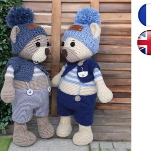 Häkelanleitung für Teddybären, Amigurumi, Französisch-Englische Version, PDF, E-Mail-Versand