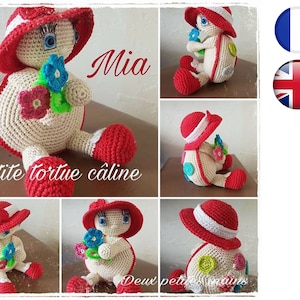 Crochet tutorial pattern Mia-Turtle-Amigurumi French English Version-PDF-Email delivery