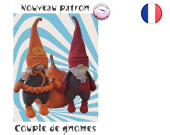 Patron tutoriel Crochet Amigurumi Couple de GnomesFrançais Version-PDF-Email livraison