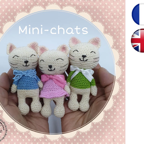 Patron tutoriel Crochet Mini-Chat-Amigurumi Français English Version-PDF-Email livraison