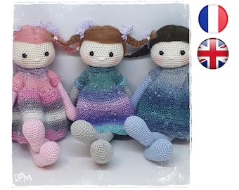 Crochet tutorial pattern Séraphine-Doll-Amigurumi French English Version-PDF-Email delivery