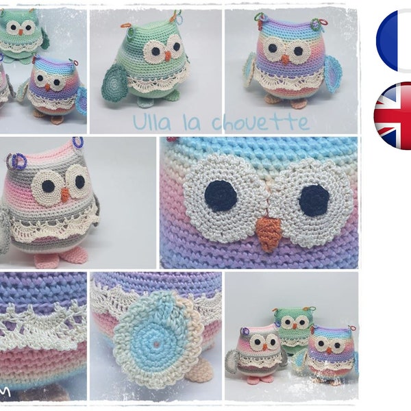 Crochet tutorial pattern Ulla-Chouette-Amigurumi French English Version-PDF-Email delivery