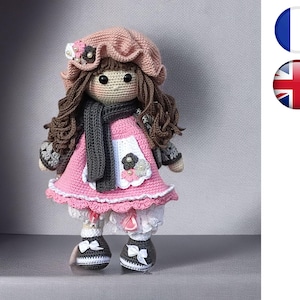 Crochet Martine-doll-Amigurumi tutorial pattern French -English Version-PDF-Email delivery