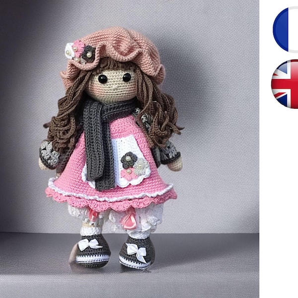 Martine Crochet Tutorial Pattern - Doll - Amigurumi French - English Version - PDF - Email Delivery