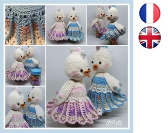 Crochet tutorial pattern Piou-Poussin-Amigurumi French English Version-PDF-Email delivery