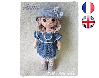 Patron tutoriel Crochet Anna-Poupée-Amigurumi Français English Version-PDF-Email livraison