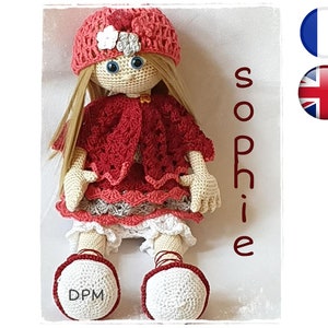 Häkel-Tutorial-Muster Sophie-Puppe-Amigurumi Französisch-Englisch-Version-PDF-E-Mail-Versand