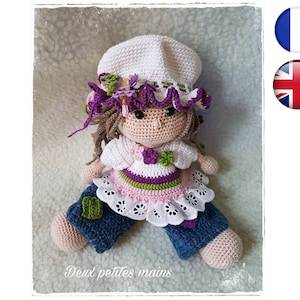 Crochet tutorial pattern Sarah-Doll-Amigurumi French English Version-PDF-Email delivery
