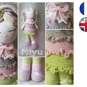 Crochet tutorial pattern Miyu-Doll-Amigurumi French English Version-PDF-Email delivery