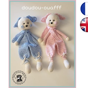 Crochet tutorial pattern Doudou-Ouafff-Amigurumi French English Version-PDF-Email delivery