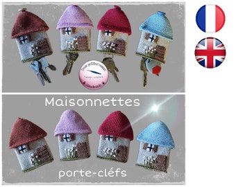 Patron tutoriel Crochet Maisonnette porte-clefs  Patron Français/Anglais  Version-PDF-Email livraison