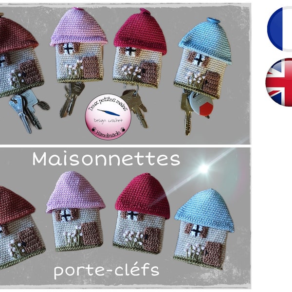 Patron tutoriel Crochet Maisonnette porte-clefs  Patron Français/Anglais  Version-PDF-Email livraison
