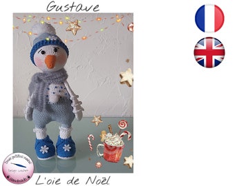 Patron tutoriel Crochet Gustave l'Oie de Noël-Poupée-Amigurumi Français English Version-PDF-Email livraison