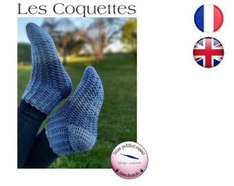 Pattern tutorial Crochet Socks " Les Coquettes " French English Version-PDF-Email delivery