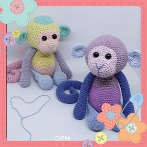 Crochet tutorial pattern Pastel-Monkey-Amigurumi French English Version-PDF-Email delivery image 5