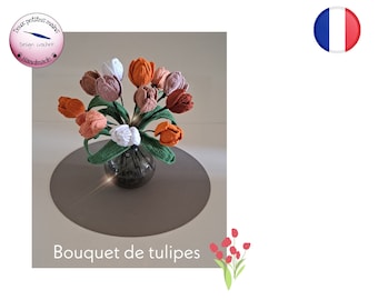 Patron tutoriel Crochet " Bouquet de tulipes" Français Version-PDF-Email livraison