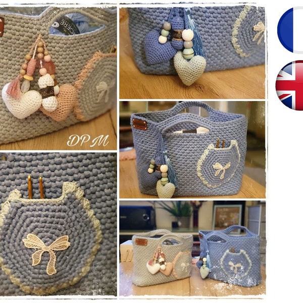 Crochet tutorial pattern Sac-à-Crochet French English Version-PDF-Email delivery