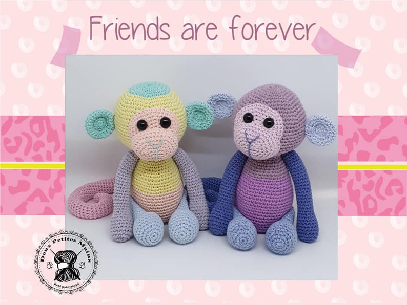 Crochet tutorial pattern Pastel-Monkey-Amigurumi French English Version-PDF-Email delivery image 4