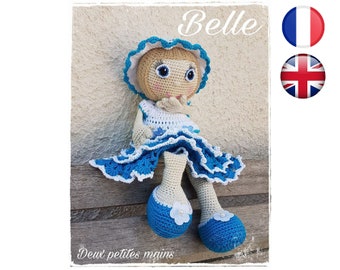 Crochet tutorial pattern Belle-Poupée-Amigurumi French English Version-PDF-Email delivery