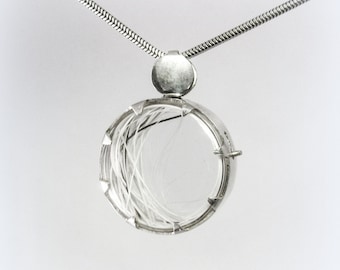 Cat whiskers holder/ whiskers collector pendant , Silver
