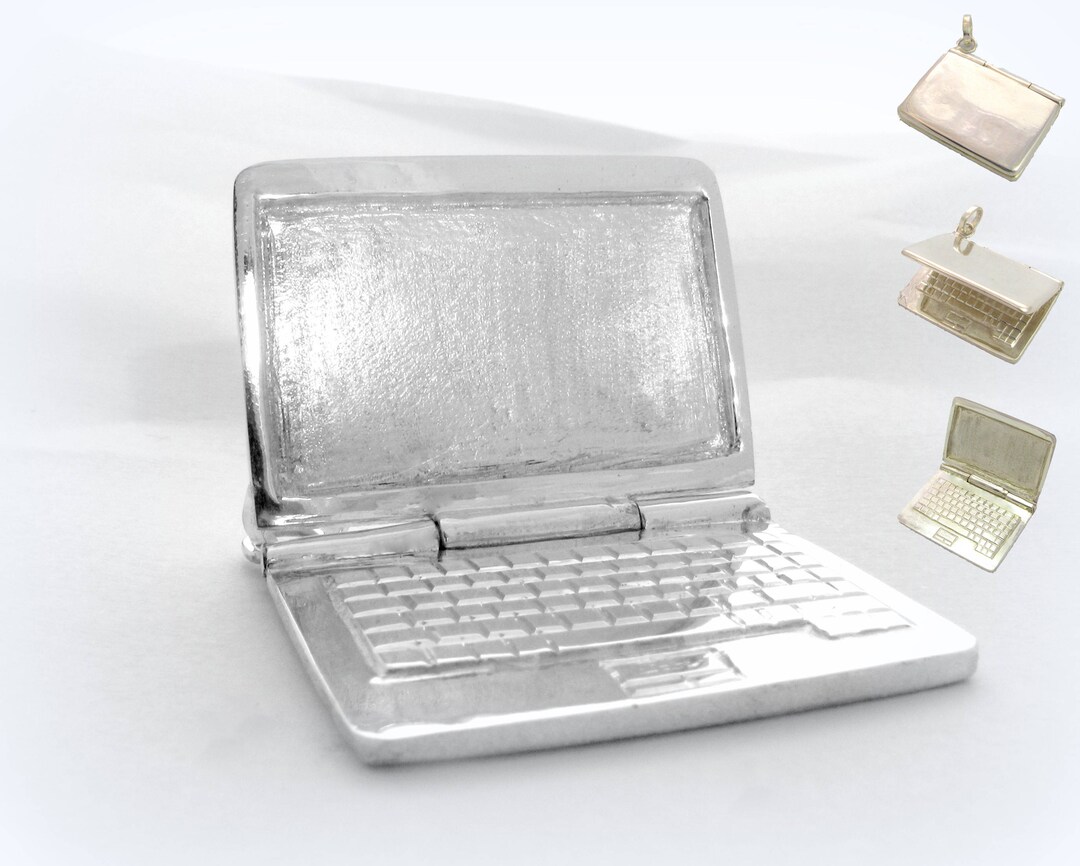 Silver Opening-folding Computer, Laptop Key Ring or Pendant for ...