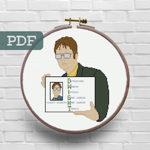 Dwight Schrute Cross Stitch Pattern - The Office Cross Stitch Pattern - Dwight Determined Sign Cross Stitch Pattern