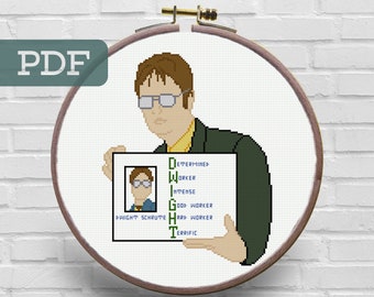 Dwight Schrute Cross Stitch Pattern - The Office Cross Stitch Pattern - Dwight Determined Sign Cross Stitch Pattern
